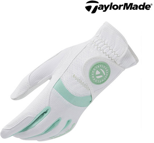 테일러메이드 여성용 티-아이스 레이디 COOL 여름용 골프장갑 왼손1장, 1개, 화이트/그린