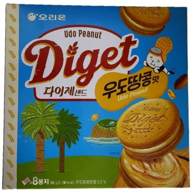 오리온 다이제 샌드 우도땅콩맛, 392g, 20개