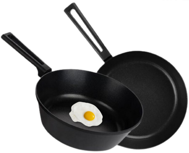 [눌러붙음없는] 티타늄코팅 인덕션 후라이팬 궁중팬 환경호르몬X 국내생산, 1개, 후라이팬28cm+궁중팬28cm, 블랙