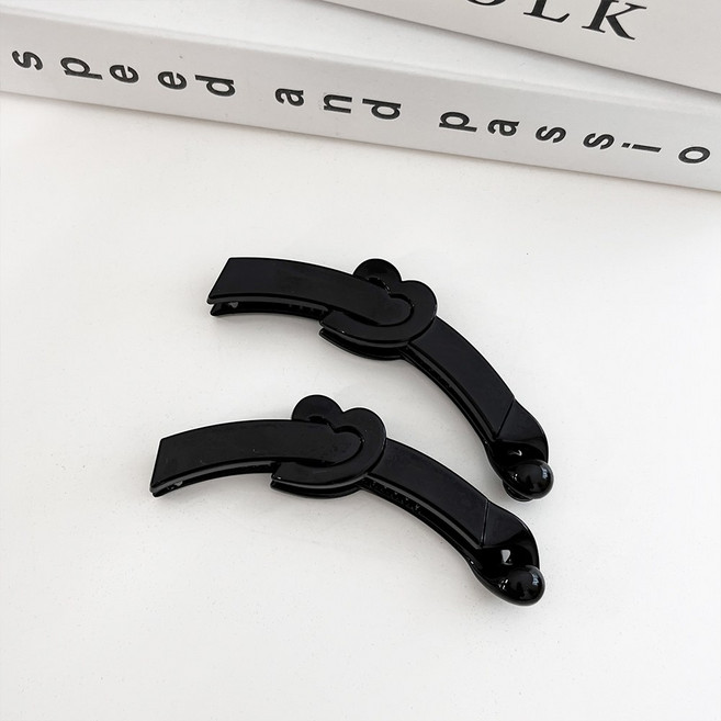 미다미 [2P세트] 스테어 블랙 유광 바나나 집게핀