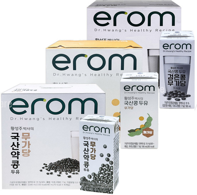 이롬 황성주 박사의 국산콩 무가당 3종, 48개, 190ml