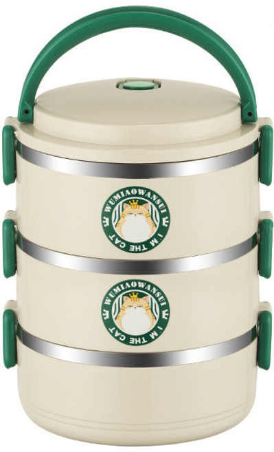 3층 대용량 304 스테인리스 스틸 보온 도시락통, 1개