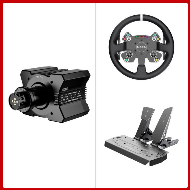 [CTK] MOZA R9 V3 게이밍 레이싱 시뮬레이션 PC 프로급 180W공율 다이렉트 드라이브 핸들 페달, R9 V3 베이스+CS V2P 핸들+SRP 2페달