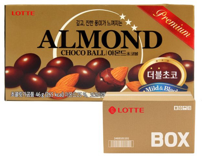 롯데 아몬드 초코볼, 46g, 40개