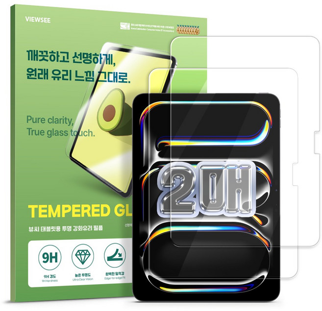 뷰씨 태블릿PC 강화유리필름, 투명, 1세트