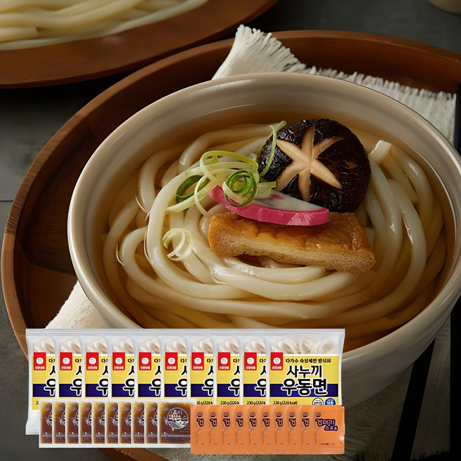 자연맘스토리 천일 사누끼 우동 10인분 세트 (우동면낱개10개 + 액상소스10개 + 건더기스프10개), 2.63kg, 1개