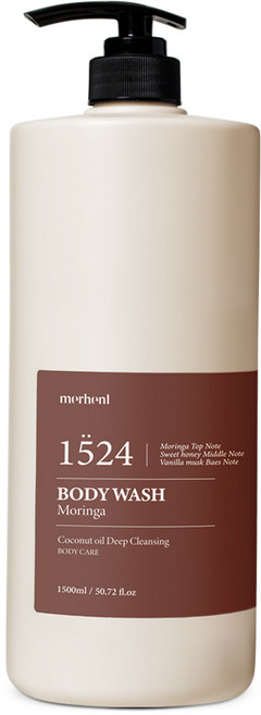 메르헨트 코코넛오일 딥클렌징 대용량 바디워시 1500ml 모링가향 약산성 퍼퓸 향좋은 향기좋은 향수 바디클렌저 샤워젤 남자 남성 군인 여자 여성 추천, 1개, 1.5L