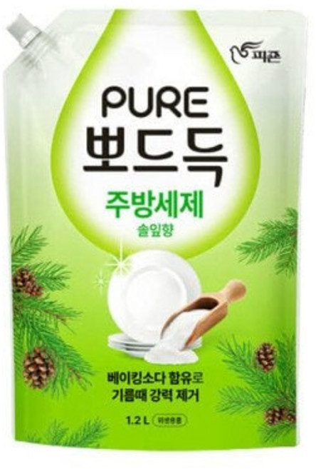 피죤 퓨어 뽀드득 주방세제 솔잎향 1.2L 친환경 안심 세정