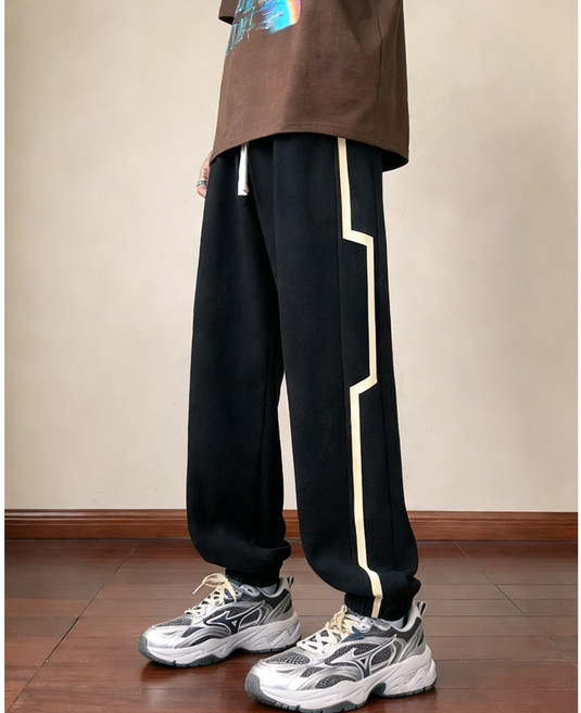 봄 가을 캐주얼 바지 남자 줄무늬 스포츠 속발 긴 바지