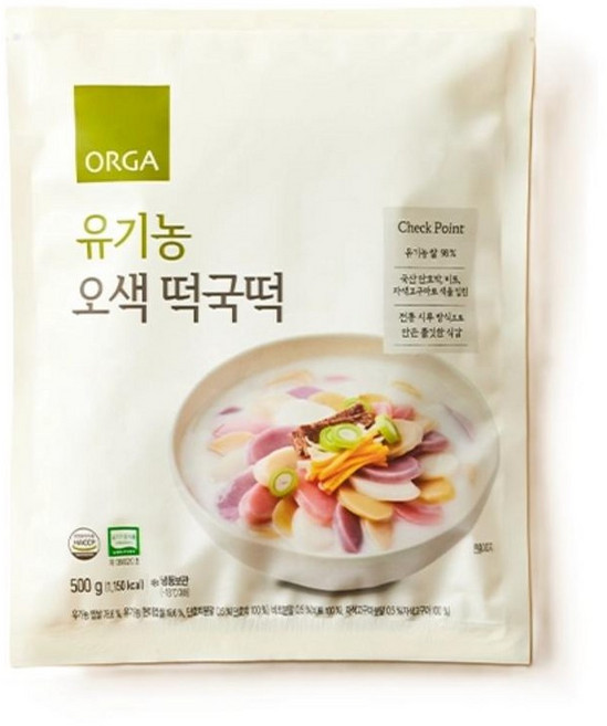 올가 유기농 오색 떡국떡 500g, 4개