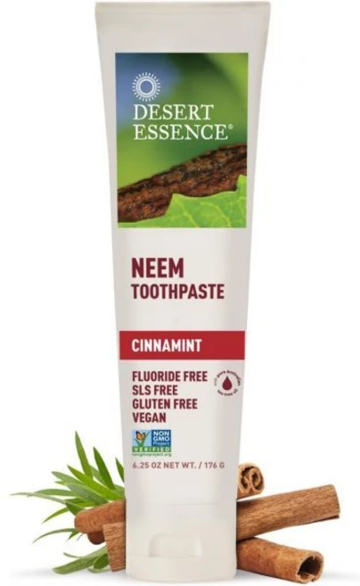 데저트 에센스 내추럴 님 치약 - 시나민트 6.25온스 순수 에센셜 오일 베이킹 소다 완전 구강 관리 천일염 상쾌한 맛 축적 감소 촉진, Cinnamint, 6.25 Ounce (Pack of 1), 176g, 1개 - 쿠팡