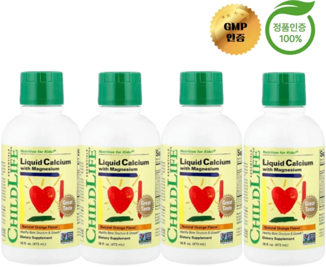 차일드라이프 에센셜 4개X 마그네슘 함유 액상 칼슘 천연 오렌지 맛 474 ml, 474ml, 4개 - 쿠팡