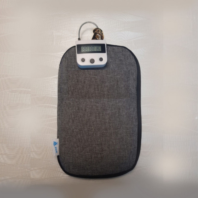 라이프시트 공신 패키지 공신상자 공신박스 공신자물쇠 휴대폰케이스 공신가방 타이머상자 타이머자물쇠, 1개, 실버/그레이 톤, 공신가방(자물쇠미포함)