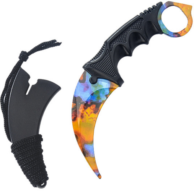 CSGO 안전한 칼 발톱 나이프 캠핑용 연습용 카람빗 나이프 날 없는 둔한 발리송, 1개, 담금질1