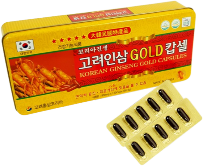 고려 인삼 캡슐 캅셀 진세노사이드 녹용 영지버섯 추출물 인삼 농축액 캅슈 120, 1개