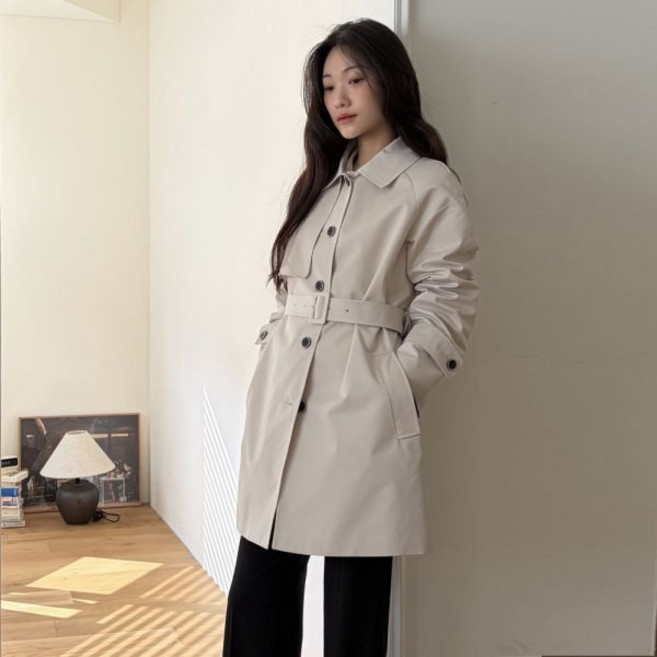 [잇미샤] 벨티드 하프 트렌치 코트 ITQ3ZBY87A