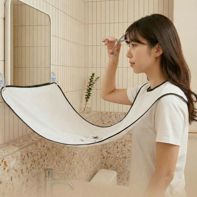 라이포잇 청소가 쉬운 셀프 헤어 면도 미용 커트보 + 흡착판 세트