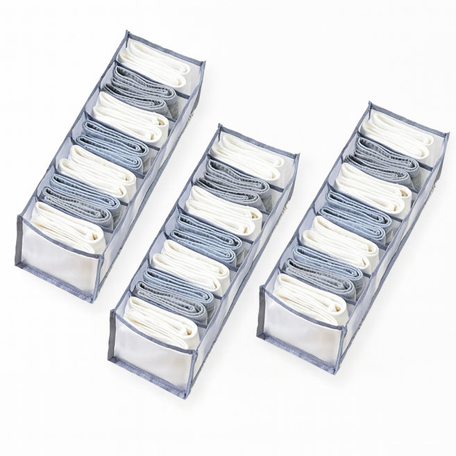 메쉬 칸칸이 속옷 양말 정리함 7칸, 그레이, 3개