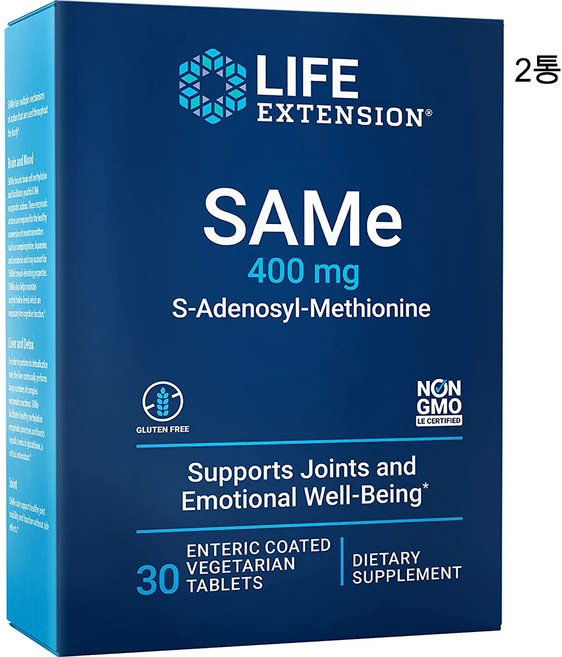 라이프익스텐션 SAMe S-아데노실 메티오닌 400mg 30정 x 2, 2통 - 쿠팡