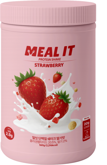 밀잇 식단관리 단백질 쉐이크 딸기맛, 1개, 560g
