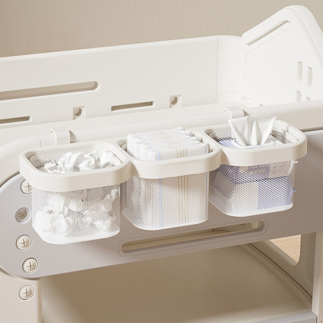 미미모지 침대 가드 및 베이비룸 걸이형 수납 파우치 행잉 포켓, 화이트, 1개