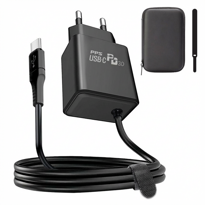 PD PPS C타입 일체형 케이블 25W 초고속 충전기 군대 반입, 1개, 블랙