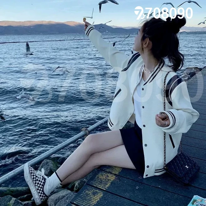 708090 봄 가을 여성 샤무드 야구점퍼