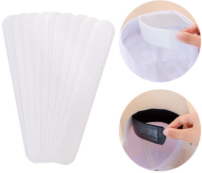 스티커부착식 캡모자 골프모자땀흡수패드 얼룩방지패드 10개입, 화이트, 1개