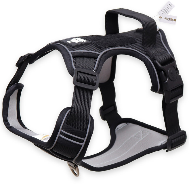 독스랩 강아지 컴포트 앞섬방지 하네스, 블랙, 1개