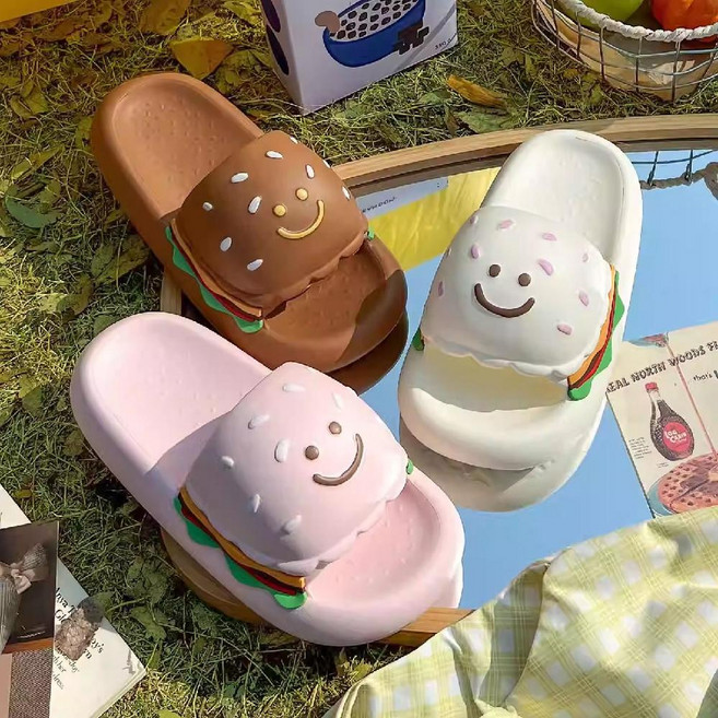 버거 슬리퍼 여름 야외 미끄럼 방지 햄버거실내화