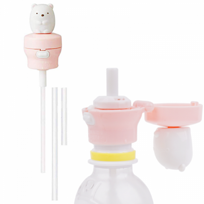 [산엑스] 스밋코구라시 시로쿠마 마스코트 원터치 스트로 페트병 캡 [뚜껑빨대][일][지름3cm이하], 1개, 1개입