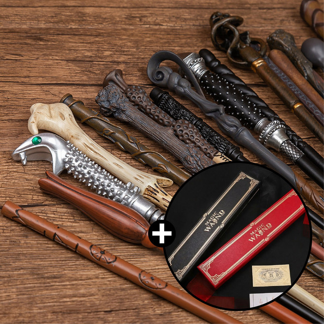 [청춘교복] 고퀄리티 해리포터 지팡이+고급케이스 시리즈 마법 학교 등장인물 캐릭터 굿즈 매직완드 세트 마법봉 코스프레 코스튬, 1개, Black Box