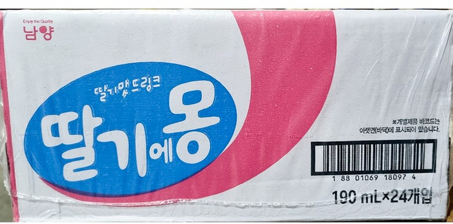 남양유업 딸기에몽 180ml 딸기우유 에몽 달콤 분홍 유제품, 24개