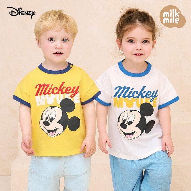 [밀크마일] [디즈니]베이비 미키마우스 배색포인트티셔츠