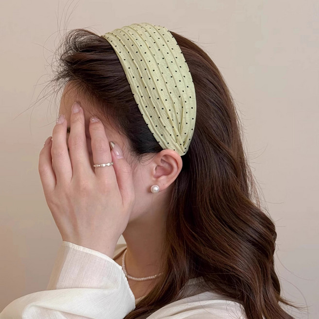 復古波點寬邊髮箍