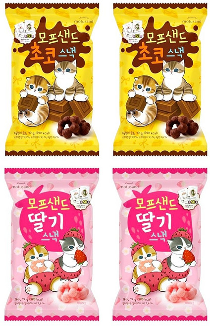 모프샌드 초코스낵x딸기스낵 혼합구성, 4세트, 72g