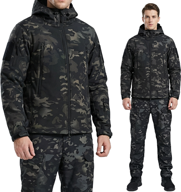 1+1 기모 겨울 고급 IX7 튼튼한 전술 바지 작업복 택티컬 등산 낚시 외출 방한 방풍 전술복, 밀리터리검정+밀리터리검정(기모)