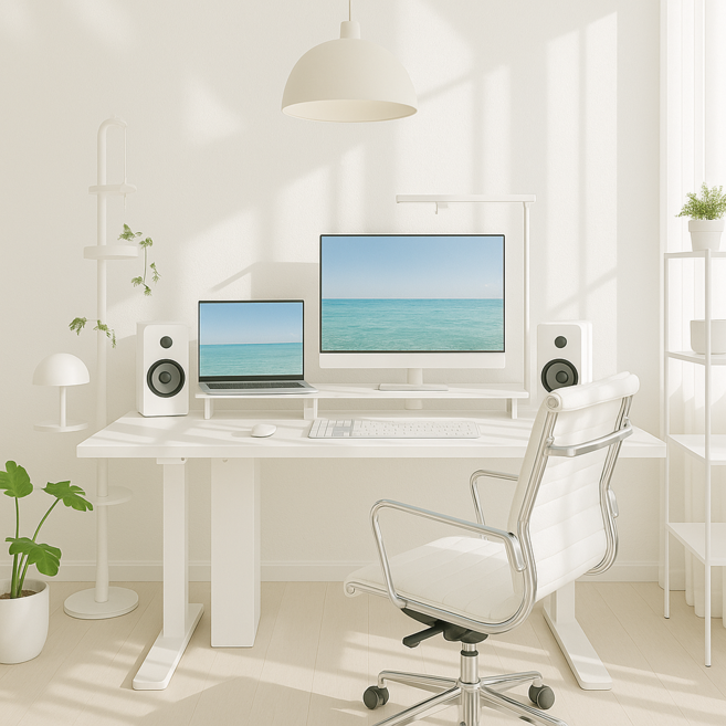 딥워크 전동 모션데스크 컴퓨터 높낮이조절 책상 스탠딩 1000 1200 1400 1600, 화이트