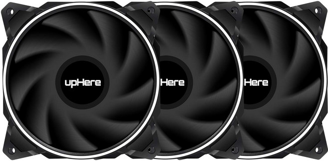 upHere 120mm PC LED 25mm 3PIN 케이스 팬 전후 양면 백색 두께 커넥터 정음, 1개