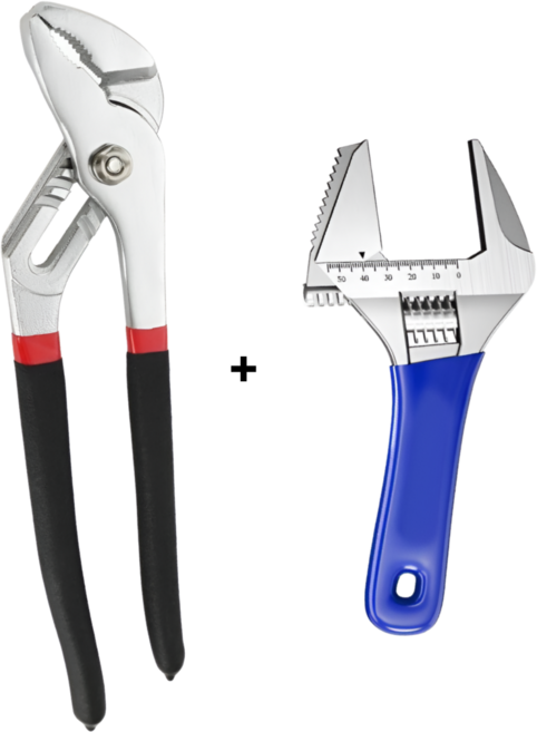 가정용 만능 수전 공구 몽키스패너 첼라 2종 세트, 1세트