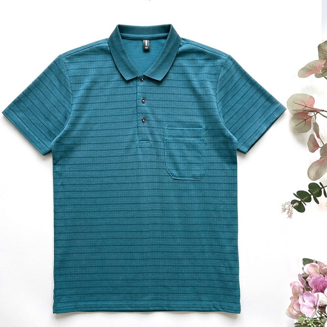 국민할배 할아버지옷 여름 사각 단가라 포켓 카라 반팔 티셔츠[[SHM-1003] 아빠옷 요양원옷