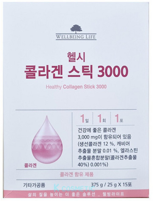 웰빙라이프 헬시 콜라겐 스틱 3000/25gx15포/N, 15개, 25g