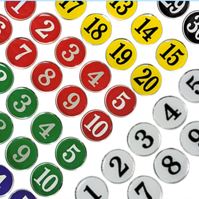 태스 _ 원형 에폭시 숫자 번호판 번호표 스티커 35mm (국산 제작), 1세트, 1~10, 노란 색상 (옐로우)