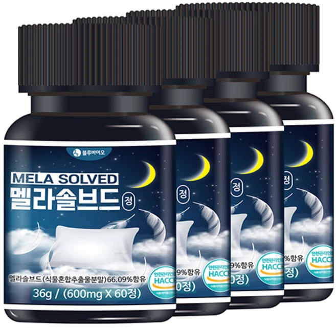 식물성 멜라토닌 멜라솔브드 600mg, 4개, 60회분 - 쿠팡