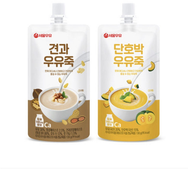 서울우유 단호박우유죽 + 견과우유죽, 130g, 10개