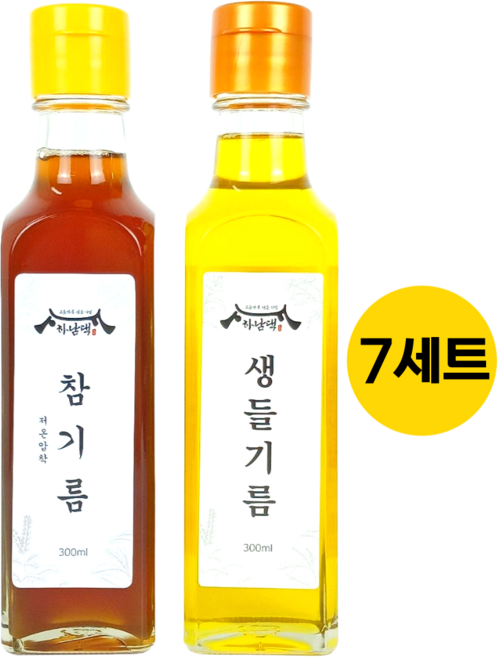하남댁 건강지키미 저온압착 참기름+생들기름, 14개, 300ml