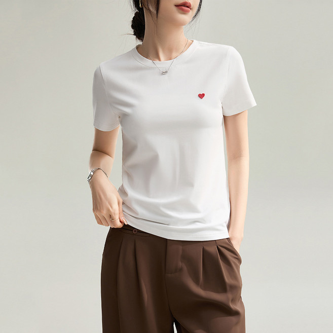 텐셀 아이스 필 t 여성용 라운드넥 정숄더 슬림핏 라이오셀 반소매 여름 풀오버 상의