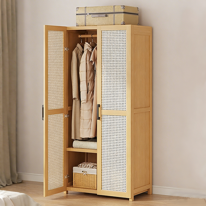 내추럴 라탄 옷장 의류보관 행거 수납장 침실 원룸 공간활용, F01