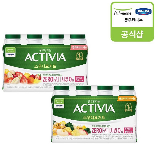 풀무원다논 액티비아 스무디 24개 골라담기 (150mlX4입X6) / 딸기바나나.골드키위사과 요거트, 150ml, 1. 딸기바나나 24