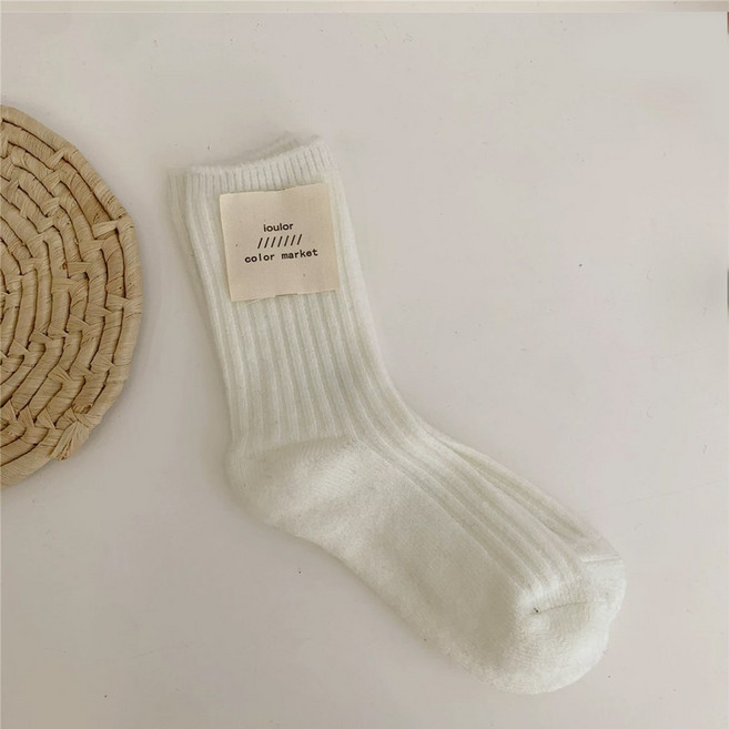 캐시미어 울 니트 여성 중목 골지 양말 4켤레 세트